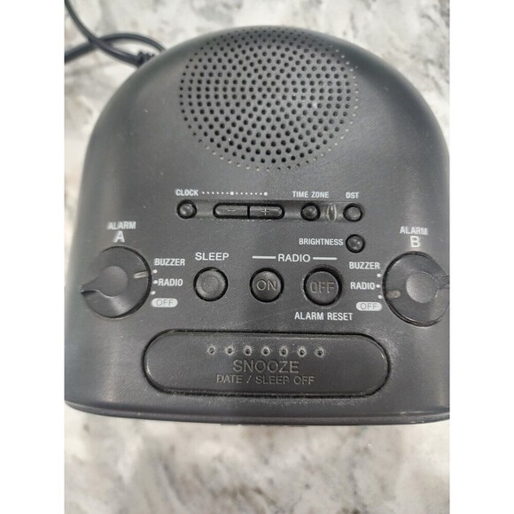 Sony Dream Machine ICF-C318 AM/FM Dual Alarm Clock Radio Black Tested & Works - Picture 2 of 4